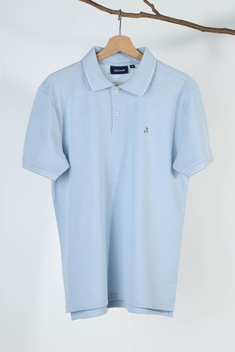 Skyblue Plain Pique Polo T-Shirt