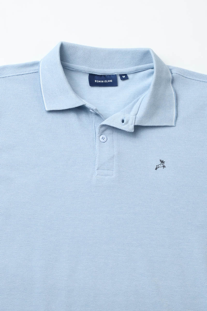 Skyblue Plain Pique Polo T-Shirt