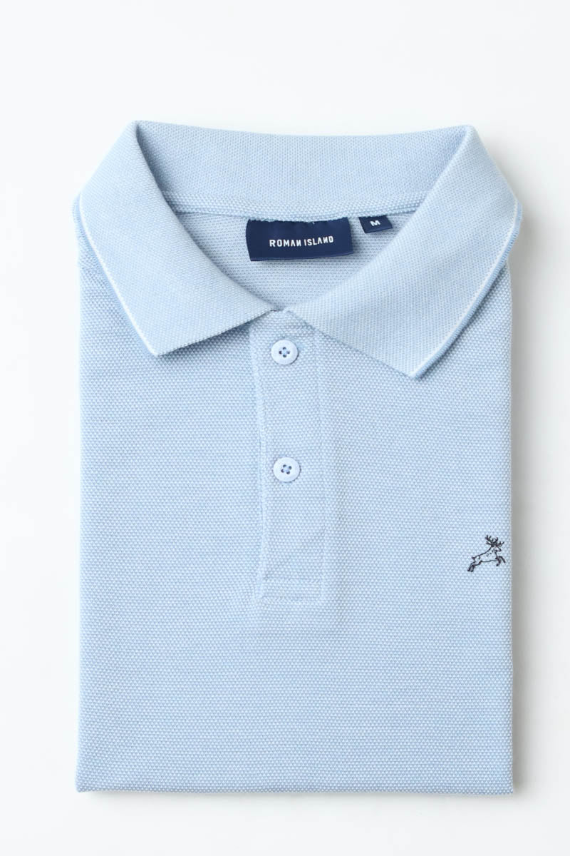 Skyblue Plain Pique Polo T-Shirt