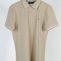 Cream Plain Pique Polo T-Shirt