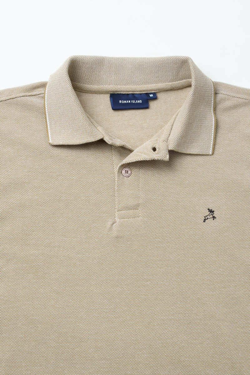 Cream Plain Pique Polo T-Shirt