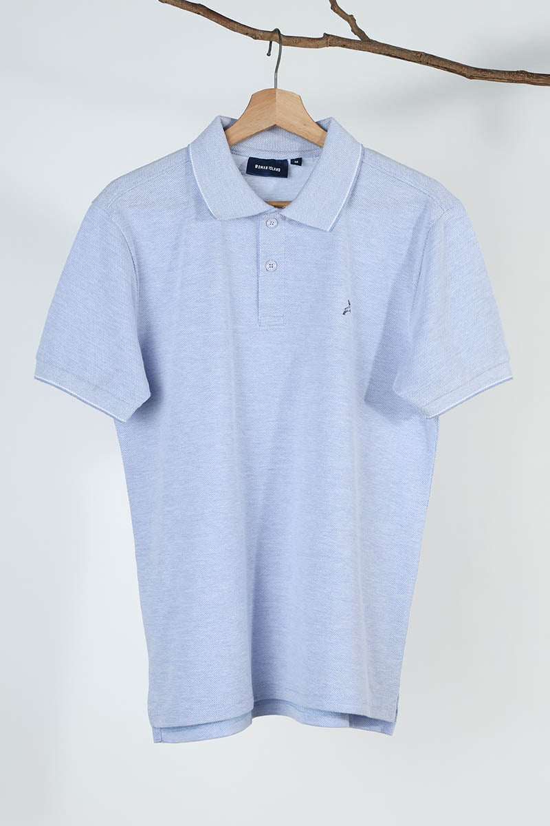 Skyblue Plain Pique Polo T-Shirt