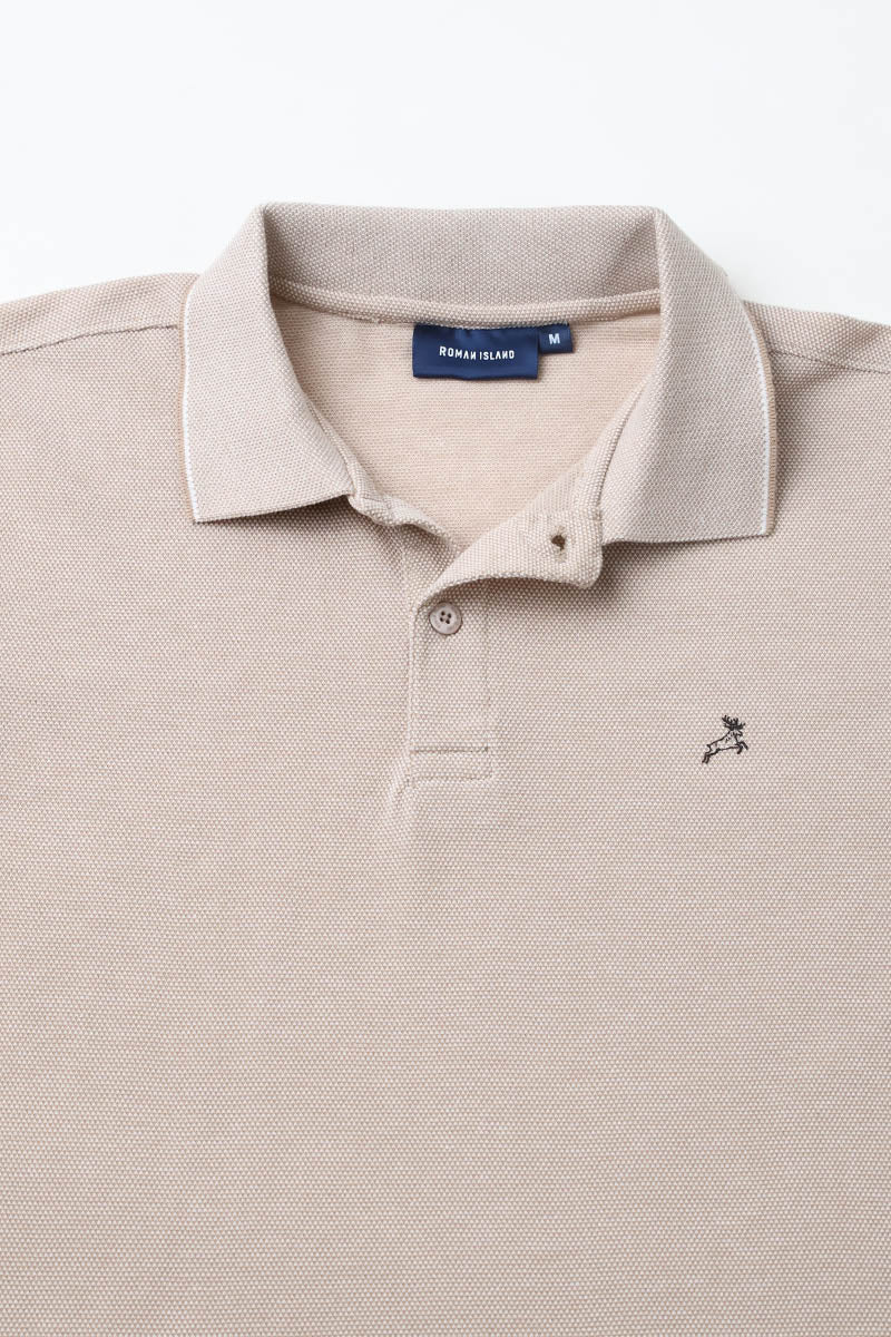 Cream Plain Pique Polo T-Shirt