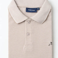 Cream Plain Pique Polo T-Shirt