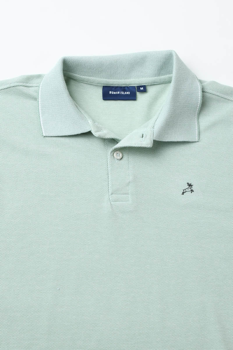 Green Plain Pique Polo T-Shirt